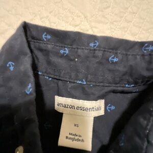 Amazon Essentials Dark Blue Shirt with Light Blue Anchors